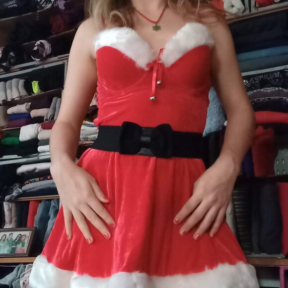 Holiday dress with Faux fur and jingle bells - Picture 4 of 5